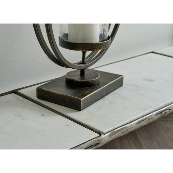 Console Sofa Table In Antiqued Pewter Finish With Marble Shelf  |  Sofa Tables Living Room Sofa Tables