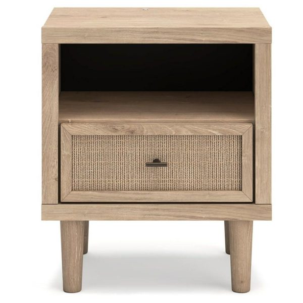 Contemporary 1-Drawer Nightstand With Cane Details And Led Lighting  |  Nightstands Bedroom Nightstands