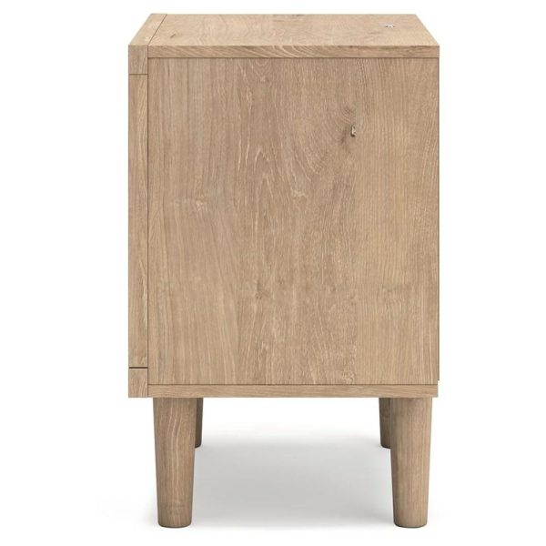 Contemporary 1-Drawer Nightstand With Cane Details And Led Lighting  |  Nightstands Bedroom Nightstands