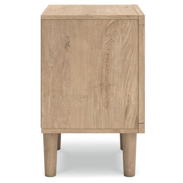 Contemporary 1-Drawer Nightstand With Cane Details And Led Lighting  |  Nightstands Bedroom Nightstands