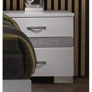 Contemporary 2-Drawer Nightstand With Sparkling Acrylic Panel  |  Nightstands Bedroom Nightstands