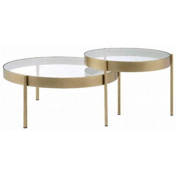 Contemporary 2-Pack Of Nesting Tables With Glass Top  |  Occasional Table Sets Living Room Occasional Table Sets