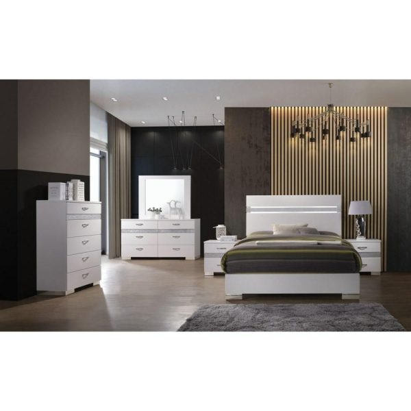 Contemporary 5-Drawer Chest With Sparkling Acrylic Panel  |  Chest Of Drawers Bedroom Chest Of Drawers