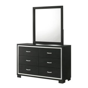 Contemporary 6-Drawer Dresser And Mirror  |  Mirrored Dressers Bedroom Mirrored Dressers