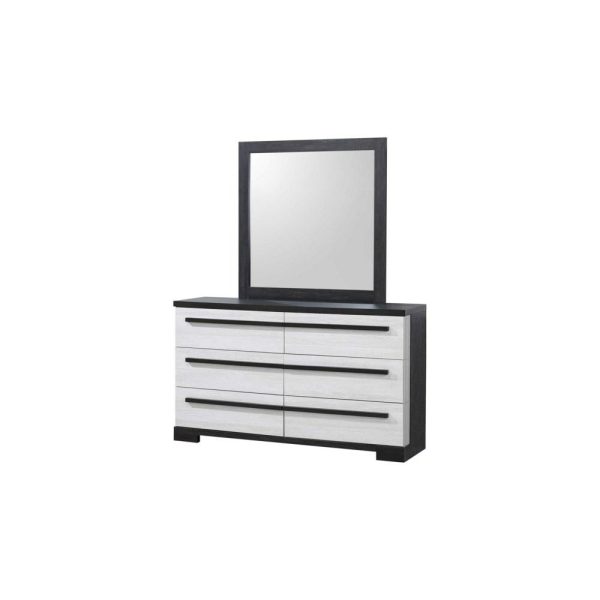 Contemporary 6-Drawer Dresser And Mirror  |  Mirrored Dressers Bedroom Mirrored Dressers