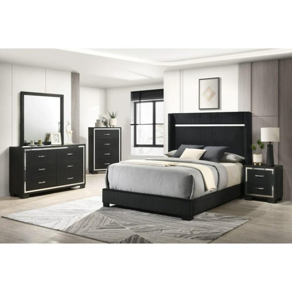 Contemporary 6-Drawer Dresser And Mirror  |  Mirrored Dressers Bedroom Mirrored Dressers