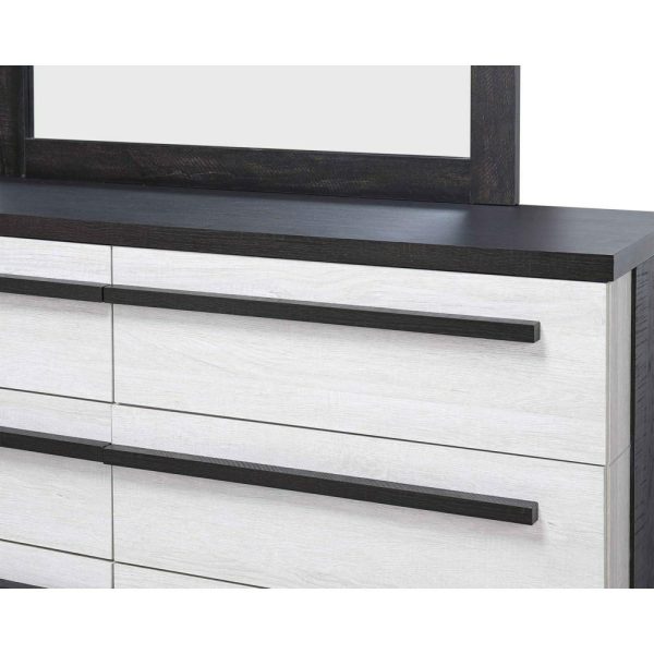 Contemporary 6-Drawer Dresser And Mirror  |  Mirrored Dressers Bedroom Mirrored Dressers