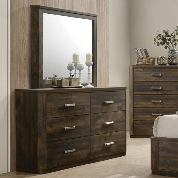 Contemporary 6-Drawer Dresser And Mirror Set  |  Mirrored Dressers Bedroom Mirrored Dressers