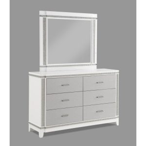 Contemporary 6-Drawer Dresser And Mirror Set  |  Mirrored Dressers Bedroom Mirrored Dressers