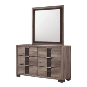 Contemporary 6-Drawer Dresser And Mirror Set  |  Mirrored Dressers Bedroom Mirrored Dressers