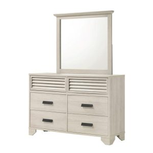 Contemporary 6-Drawer Dresser & Mirror Set  |  Mirrored Dressers Bedroom Mirrored Dressers