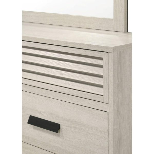 Contemporary 6-Drawer Dresser & Mirror Set  |  Mirrored Dressers Bedroom Mirrored Dressers