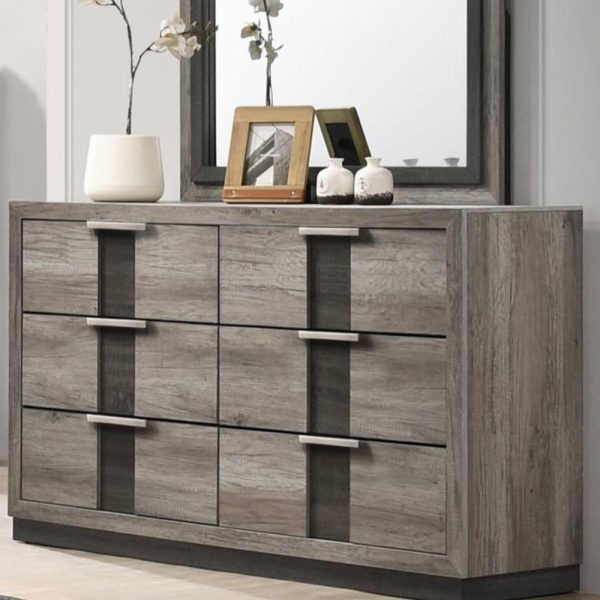 Contemporary 6-Drawer Dresser  |  Mirrored Dressers Bedroom Mirrored Dressers