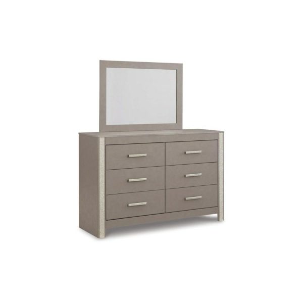 Contemporary 6-Drawer Dresser With Mirror  |  Mirrored Dressers Bedroom Mirrored Dressers