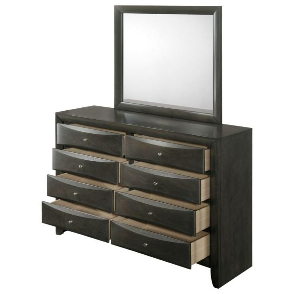 Contemporary 8 Drawer Dresser With Mirror  |  Mirrored Dressers Bedroom Mirrored Dressers