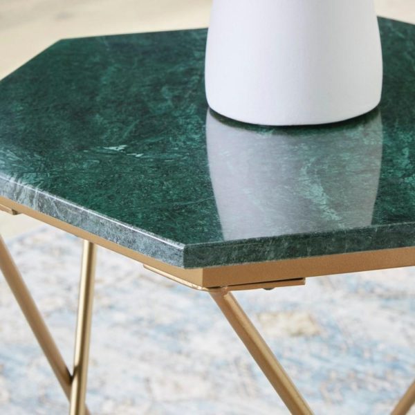 Contemporary Accent Table With Green Marble Top  |  End & Side Tables End & Side Tables End & Side Tables