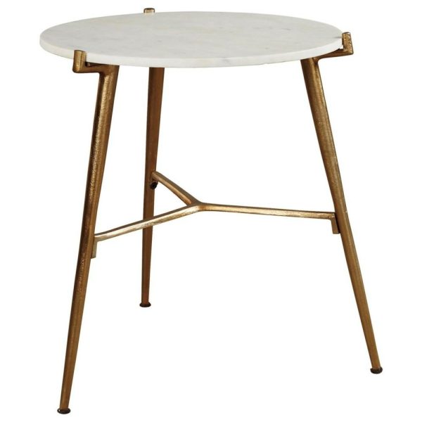 Contemporary Accent Table With White Marble Top And Gold Finish Base  |  End & Side Tables End & Side Tables End & Side Tables