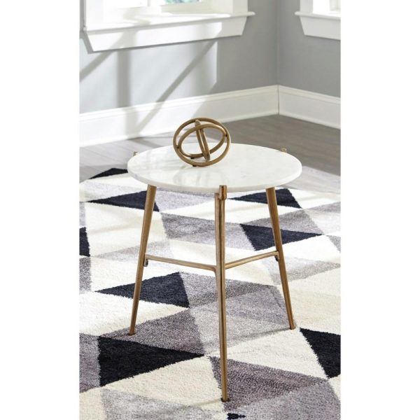 Contemporary Accent Table With White Marble Top And Gold Finish Base  |  End & Side Tables End & Side Tables End & Side Tables