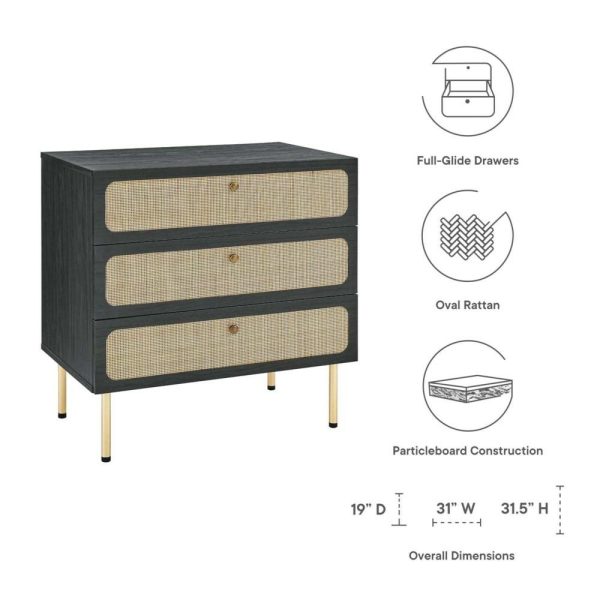 Contemporary Chaucer 3-Drawer Chest With Full Glide Drawers  |  Chest Of Drawers Bedroom Chest Of Drawers