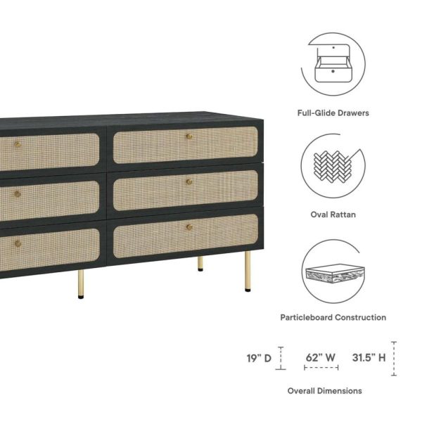 Contemporary Chaucer 6-Drawer Dresser With Full Glide Drawers  |  Dressers Bedroom Dressers