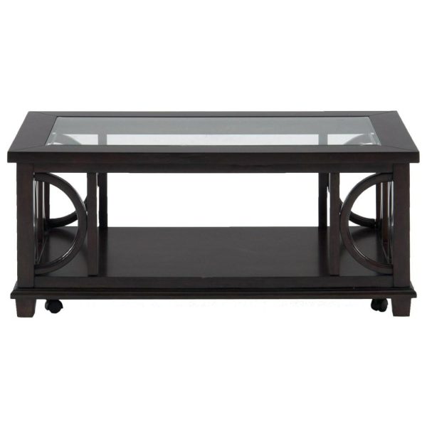 Contemporary Coffee Table With Beveled Glass Top And Casters  |  Coffee Tables Coffee Tables Coffee Tables