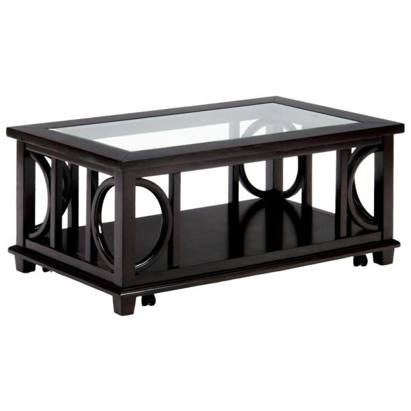 Contemporary Coffee Table With Beveled Glass Top And Casters  |  Coffee Tables Coffee Tables Coffee Tables