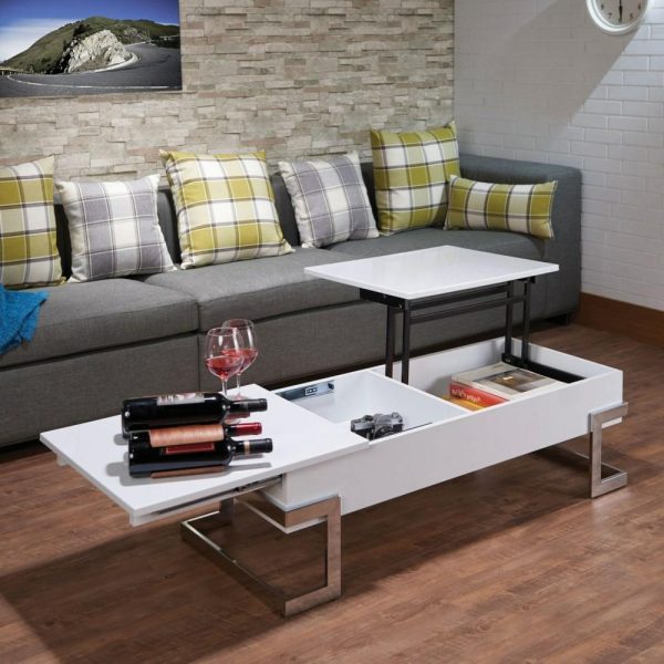 Contemporary Coffee Table With Lift Top Tray And Sliding Storage  |  Coffee Tables Coffee Tables Coffee Tables