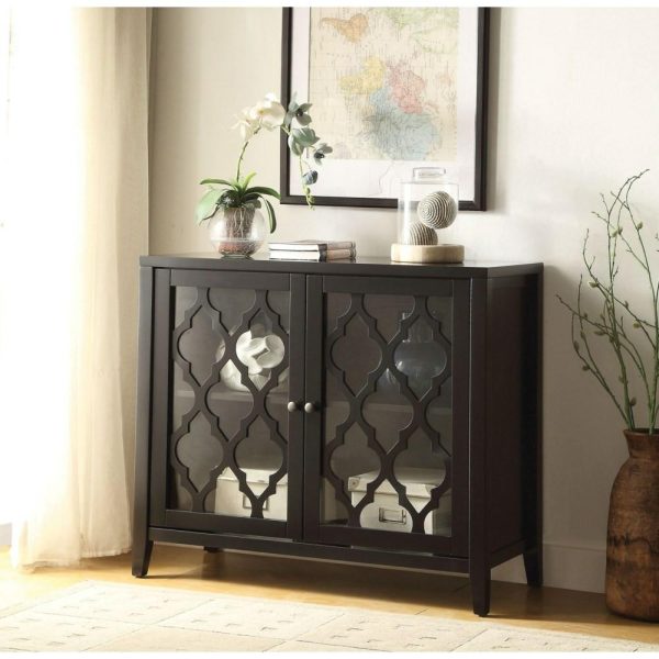 Contemporary Console Table Accent Cabinet With Glass Doors  |  Accent Cabinets Accent Cabinets Accent Cabinets