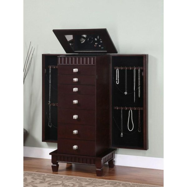 Contemporary “Merlot” Jewelry Armoire  |  Jewelry Armoires Bedroom Jewelry Armoires