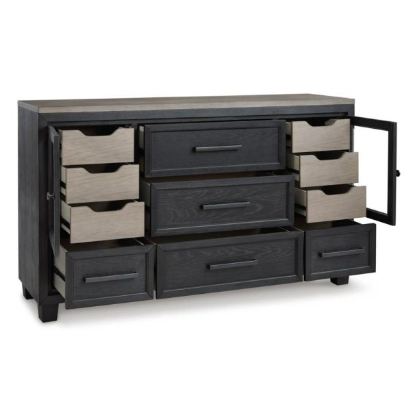 Contemporary Eleven Drawer Two-Tone Dresser  |  Dressers Bedroom Dressers