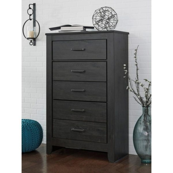 Contemporary Five Drawer Chest In Charcoal Finish  |  Chest Of Drawers Bedroom Chest Of Drawers