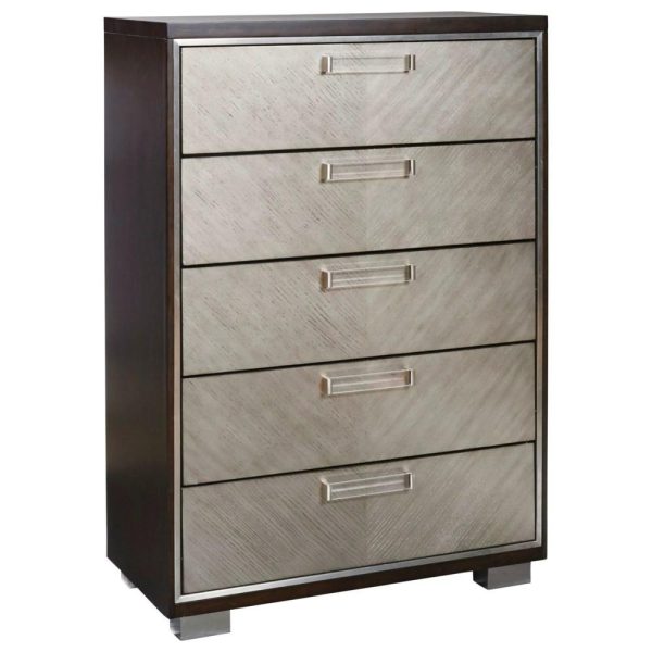 Contemporary Five Drawer Chest With Felt-Lined Jewelry Tray  |  Chest Of Drawers Bedroom Chest Of Drawers