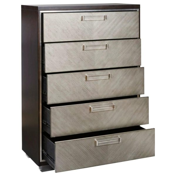 Contemporary Five Drawer Chest With Felt-Lined Jewelry Tray  |  Chest Of Drawers Bedroom Chest Of Drawers