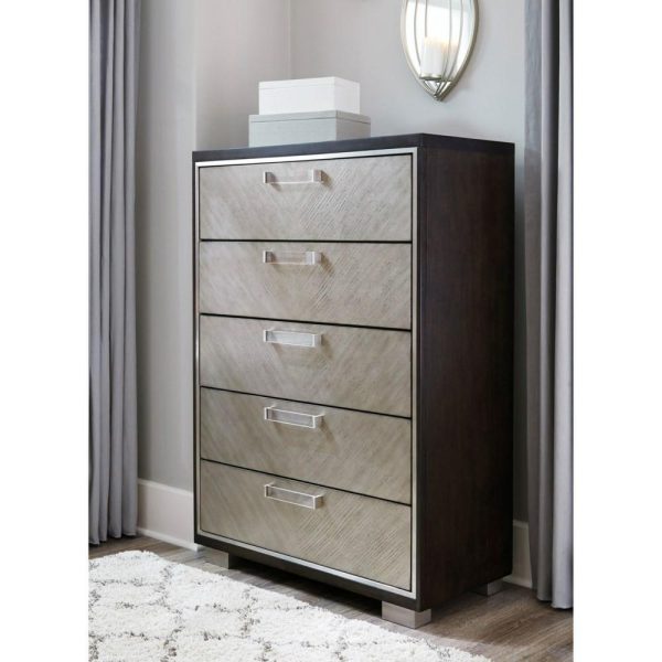 Contemporary Five Drawer Chest With Felt-Lined Jewelry Tray  |  Chest Of Drawers Bedroom Chest Of Drawers