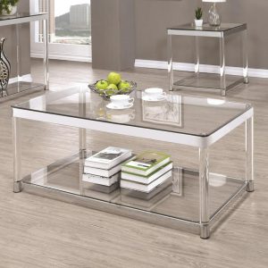 Contemporary Glass Top Coffee Table With Acrylic Legs  |  Coffee Tables Coffee Tables Coffee Tables