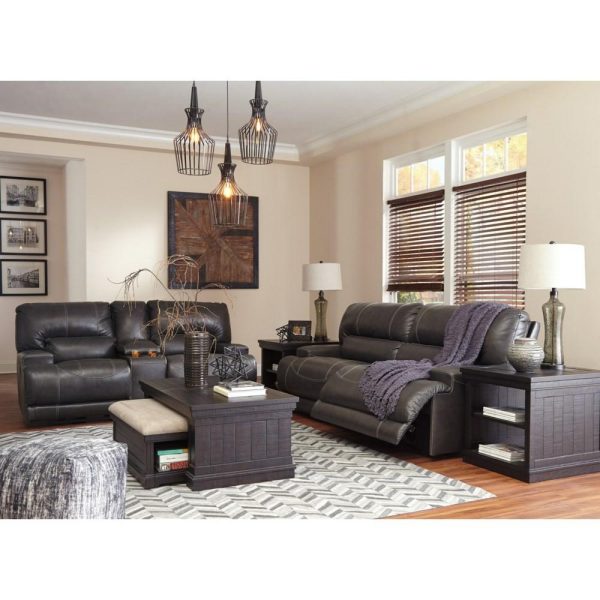 Contemporary Leather Match Double Reclining Power Loveseat W/ Console  |  Reclining Loveseats Living Room Reclining Loveseats