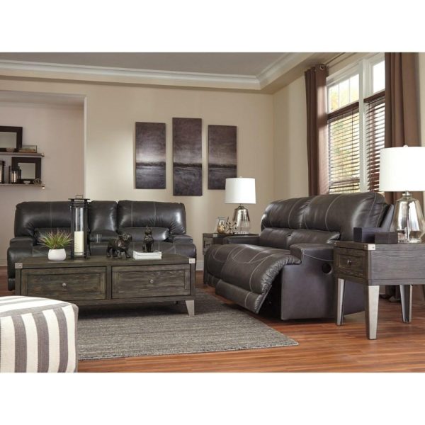 Contemporary Leather Match Double Reclining Power Loveseat W/ Console  |  Reclining Loveseats Living Room Reclining Loveseats