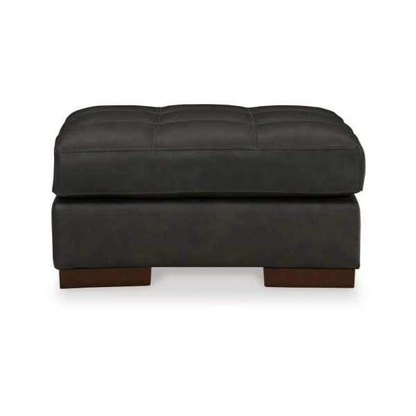 Contemporary Leather Match Ottoman With Buttonless Tufted Top  |  Ottomans Living Room Ottomans