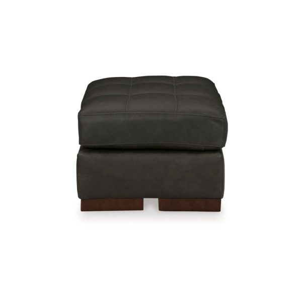 Contemporary Leather Match Ottoman With Buttonless Tufted Top  |  Ottomans Living Room Ottomans