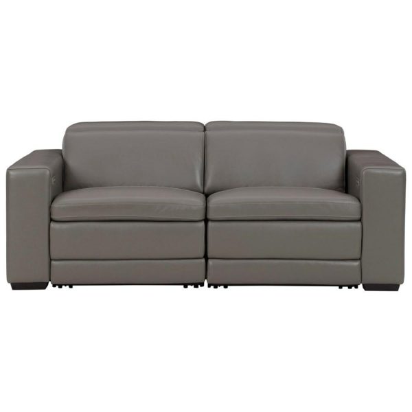 Contemporary Leather Match Power Reclining Loveseat  |  Reclining Loveseats Living Room Reclining Loveseats