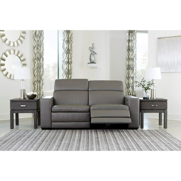 Contemporary Leather Match Power Reclining Loveseat  |  Reclining Loveseats Living Room Reclining Loveseats