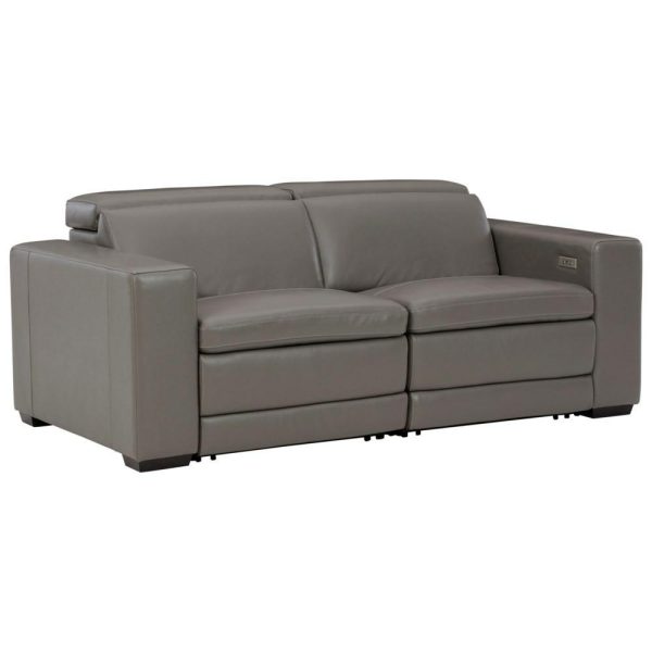 Contemporary Leather Match Power Reclining Loveseat  |  Reclining Loveseats Living Room Reclining Loveseats