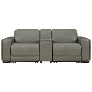 Contemporary Leather Match Power Reclining Loveseat W/ Console  |  Reclining Loveseats Living Room Reclining Loveseats