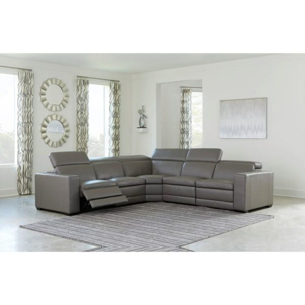 Contemporary Leather Match Power Reclining Sectional  |  Sectional Sofas Living Room Sectional Sofas