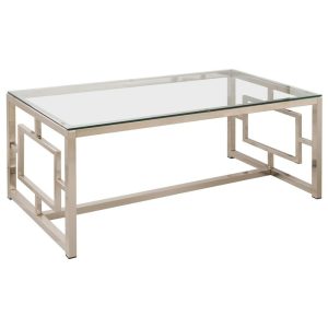 Contemporary Metal Coffee Table With Glass Table Top & Geometric Motif  |  Coffee Tables Coffee Tables Coffee Tables