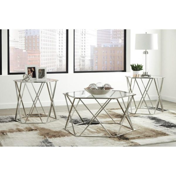 Contemporary Metal & Glass Occasional Table Set  |  Occasional Table Sets Living Room Occasional Table Sets