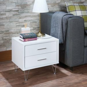 Contemporary Nightstand With Metal Legs And Hardware  |  Nightstands Bedroom Nightstands