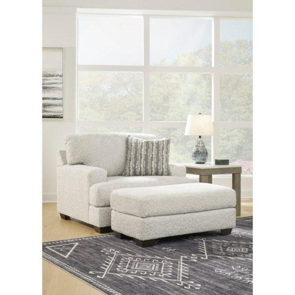 Contemporary Oversized Chair & Ottoman In Textured Fabric  |  Living Room Chairs Living Room Living Room Chairs