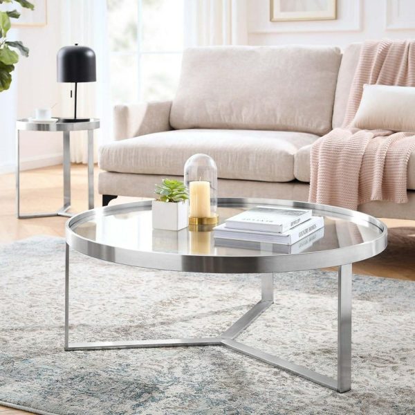 Contemporary Relay Coffee Table With Tempered Glass Top  |  Coffee Tables Coffee Tables Coffee Tables