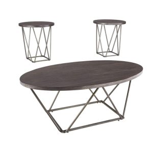 Contemporary Round Occasional Table Group With Metal Legs  |  Occasional Table Sets Living Room Occasional Table Sets